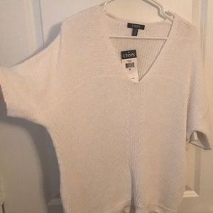 White Dolman Short sleeve sweater